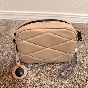 Elegant Beige Quilted Crossbody Bag